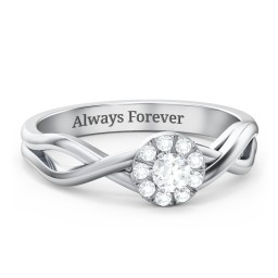 Braided Floral Cluster Ring in 925 Sterling Silver with Diamond