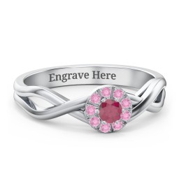 Braided Floral Cluster Ring in 925 Sterling Silver with Ruby and Red Premium Zirconia