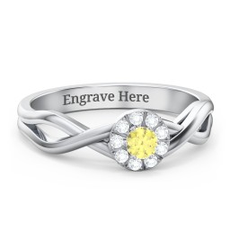 Braided Floral Cluster Ring in 925 Sterling Silver with Citrine and White Premium Zirconia