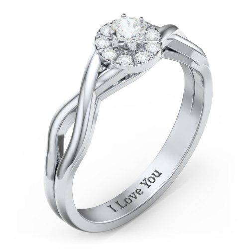 Braided Floral Cluster Ring – Sterling Silver with Cubic Zirconia and White Premium Zirconia