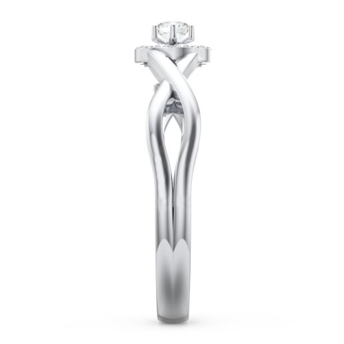 Braided Floral Cluster Ring – Sterling Silver with Cubic Zirconia and White Premium Zirconia