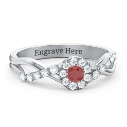 Braided Floral Cluster Ring with Shoulder Accents