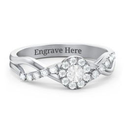 Braided Floral Cluster Ring with Shoulder Accents