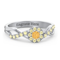 Braided Floral Cluster Ring with Shoulder Accents