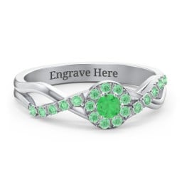 Braided Floral Cluster Ring with Shoulder Accents