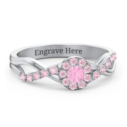 Braided Floral Cluster Ring with Shoulder Accents