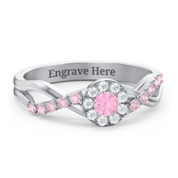Braided Floral Cluster Ring with Shoulder Accents
