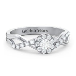 Braided Floral Cluster Ring with Shoulder Accents