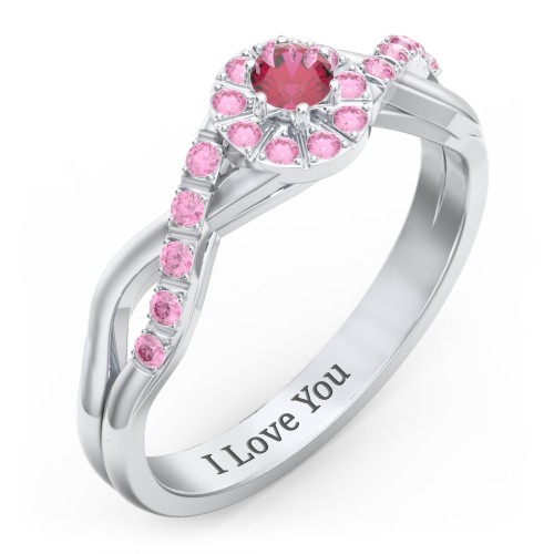 Braided Floral Cluster Ring with Shoulder Accents