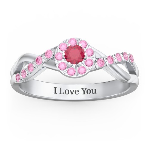 Braided Floral Cluster Ring with Shoulder Accents