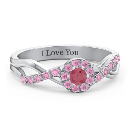 Braided Floral Cluster Ring with Shoulder Accents