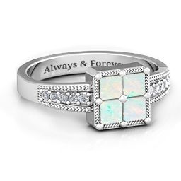 Vintage Princess Cut Ring with Shoulder Accents