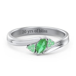 Twisted Marquise Ring with Shoulder Accents