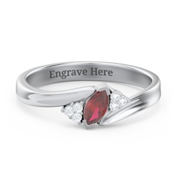 Twisted Marquise Ring with Shoulder Accents