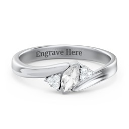 Twisted Marquise Ring with Shoulder Accents