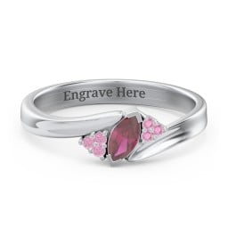 Twisted Marquise Ring with Shoulder Accents