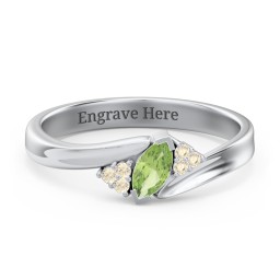 Twisted Marquise Ring with Shoulder Accents