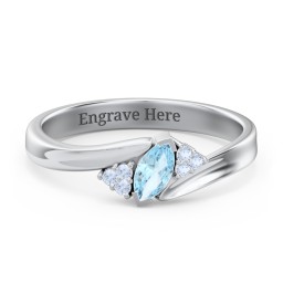 Twisted Marquise Ring with Shoulder Accents