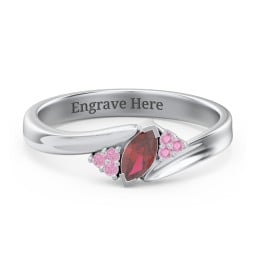 Twisted Marquise Ring with Shoulder Accents