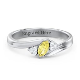 Twisted Marquise Ring with Shoulder Accents