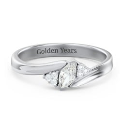 Twisted Marquise Ring with Shoulder Accents