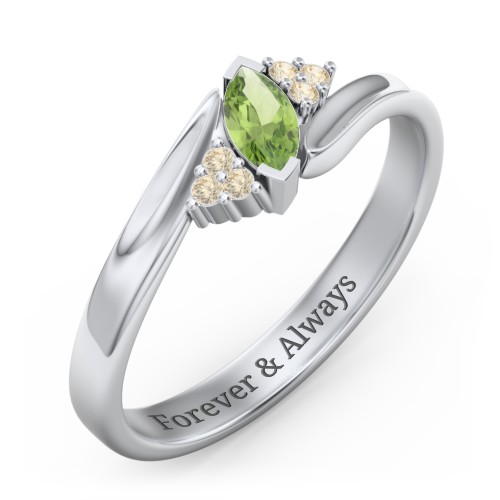 Twisted Marquise Ring with Shoulder Accents