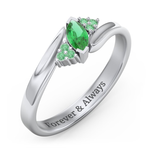 Twisted Marquise Ring with Shoulder Accents