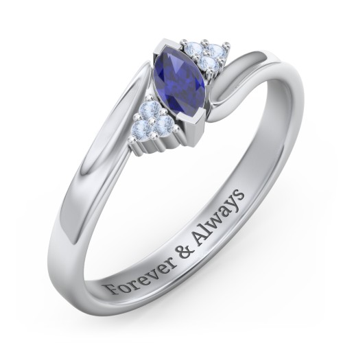 Twisted Marquise Ring with Shoulder Accents