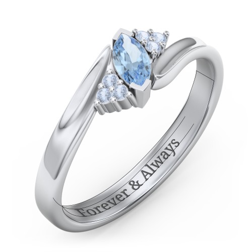 Twisted Marquise Ring with Shoulder Accents