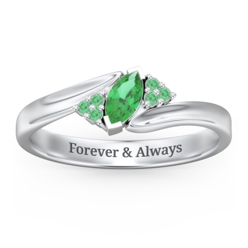 Twisted Marquise Ring with Shoulder Accents