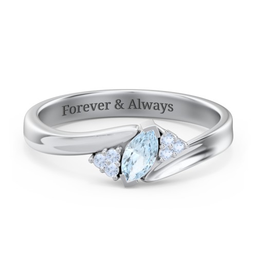 Twisted Marquise Ring with Shoulder Accents