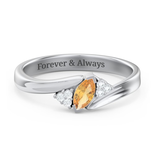 Twisted Marquise Ring with Shoulder Accents