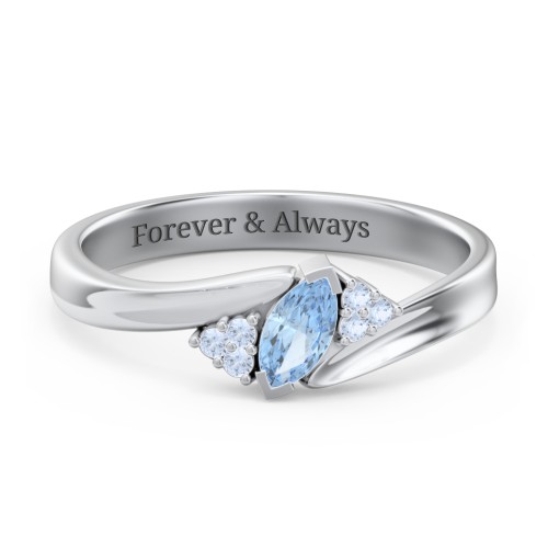 Twisted Marquise Ring with Shoulder Accents