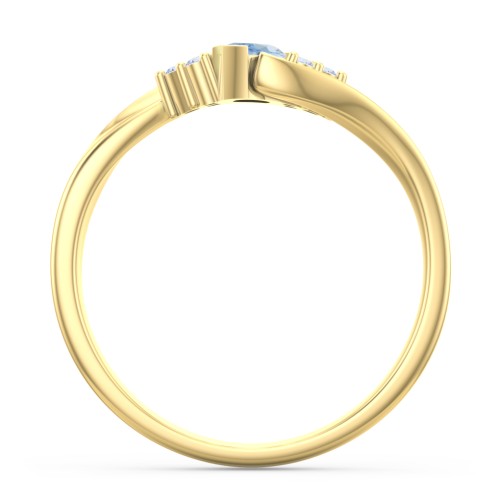 Twisted Marquise Ring with Shoulder Accents – 18K Gold Plated Silver with Blue Topaz and Fancy Blue Premium Zirconia