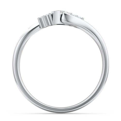 Twisted Marquise Ring with Shoulder Accents – Sterling Silver with Cubic Zirconia and White Premium Zirconia