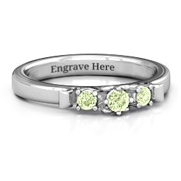 3-Stone Ring with Heart Gallery in 925 Sterling Silver with Peridot