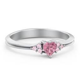 Narrow Heart Ring with Shoulder Accents