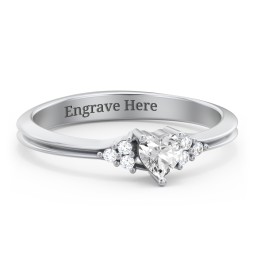 Narrow Heart Ring with Shoulder Accents