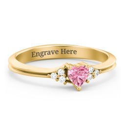 Narrow Heart Ring with Shoulder Accents