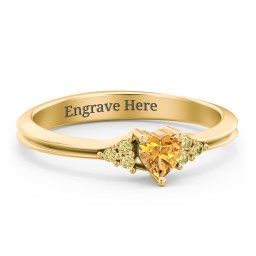 Narrow Heart Ring with Shoulder Accents