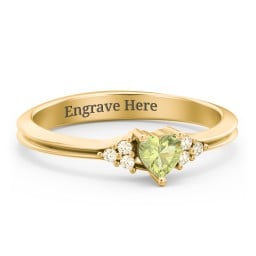 Narrow Heart Ring with Shoulder Accents