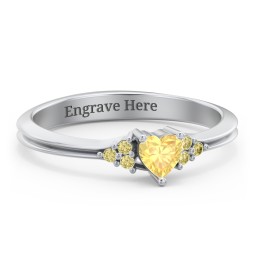 Narrow Heart Ring with Shoulder Accents