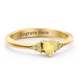 Narrow Heart Ring with Shoulder Accents