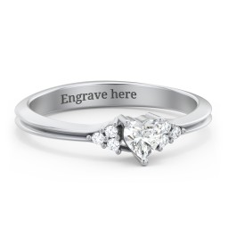 Narrow Heart Ring with Shoulder Accents