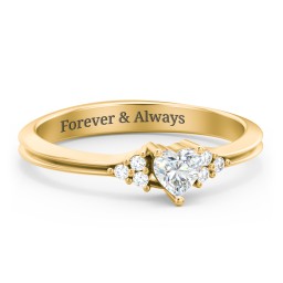 Narrow Heart Ring with Shoulder Accents