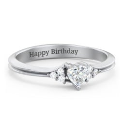 Narrow Heart Ring with Shoulder Accents
