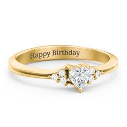 Narrow Heart Ring with Shoulder Accents