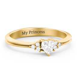 Narrow Heart Ring with Shoulder Accents