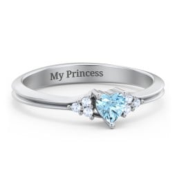 Narrow Heart Ring with Shoulder Accents