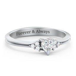 Narrow Heart Ring with Shoulder Accents